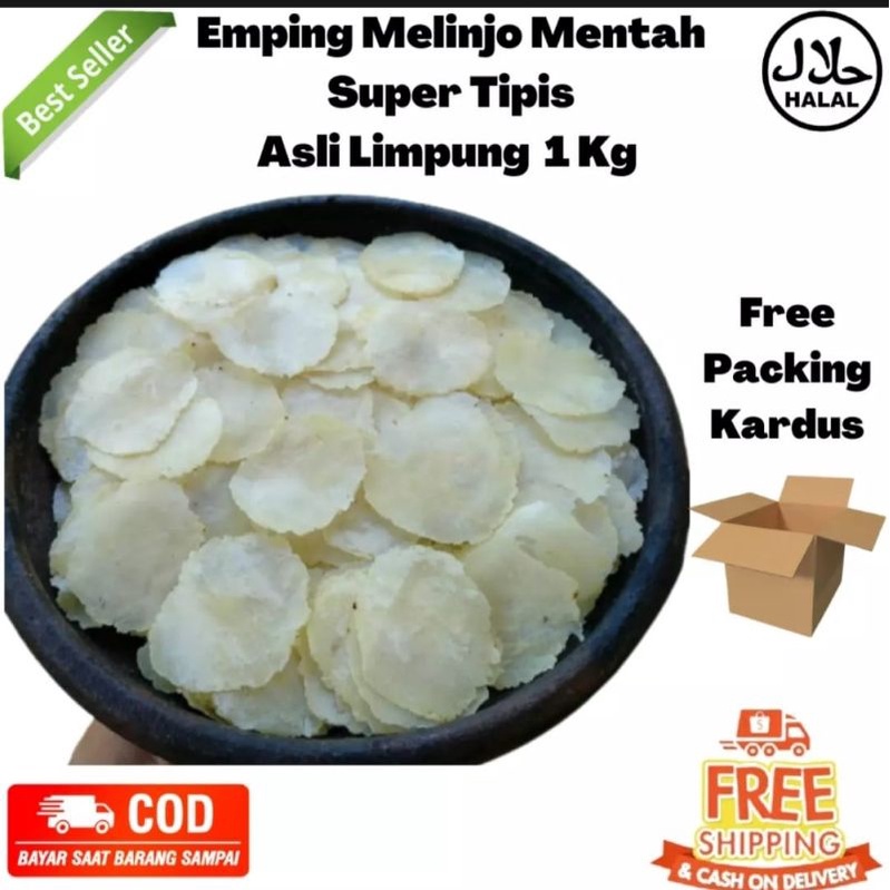 Jual EMPING MELINJO MENTAH SUPER TIPIS ORIGINAL SIAP GORENG 1KG