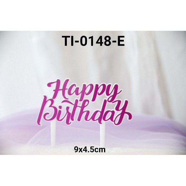 Jual TI 0148 E Cake Topper Hiasan Kue Tulisan Happy Birthday Ungu