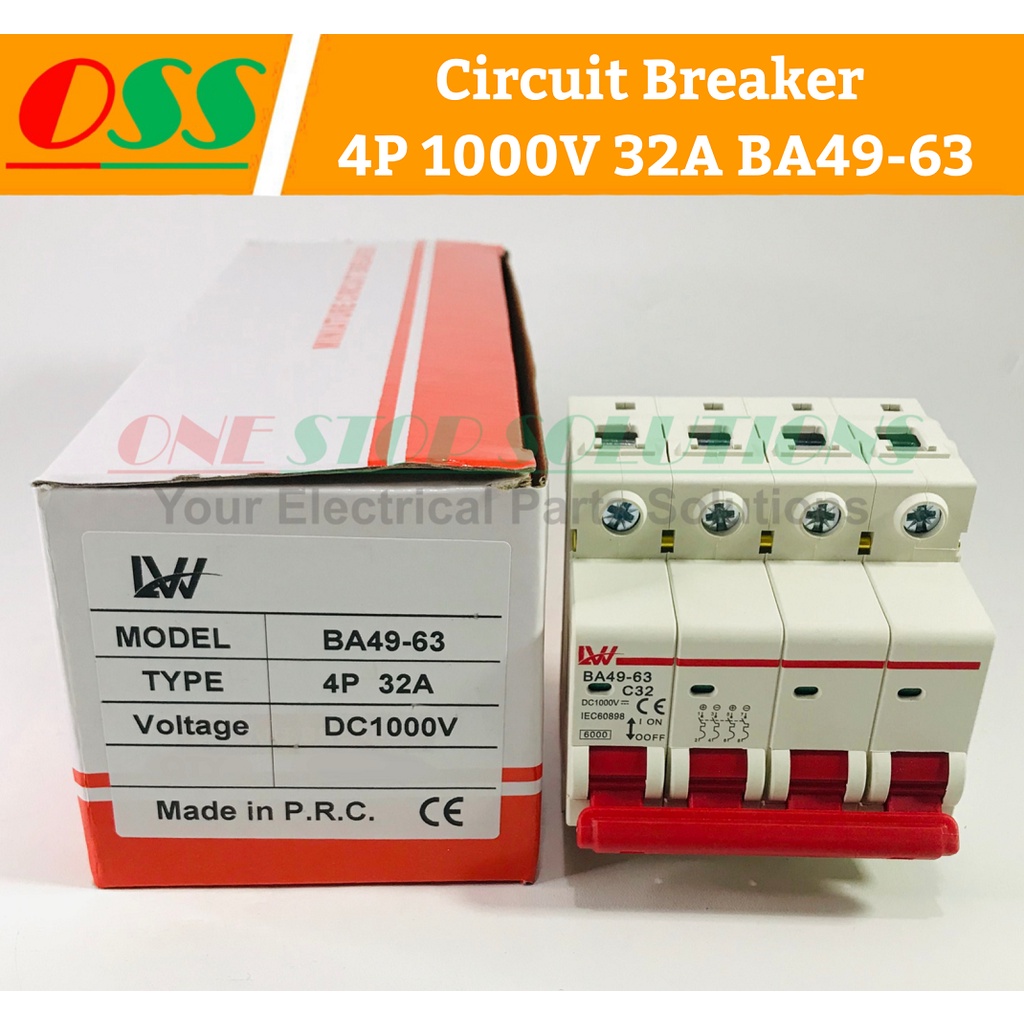 Jual Circuit Breaker MCB DC 4P 1000V 32A BA49 63 Shopee Indonesia