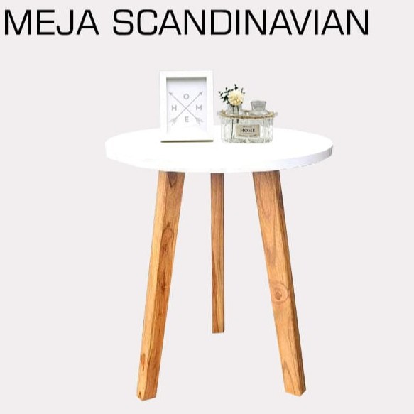 Jual Meja Tamu Kayu Scandinavian Minimalis Bulat Coffee Table