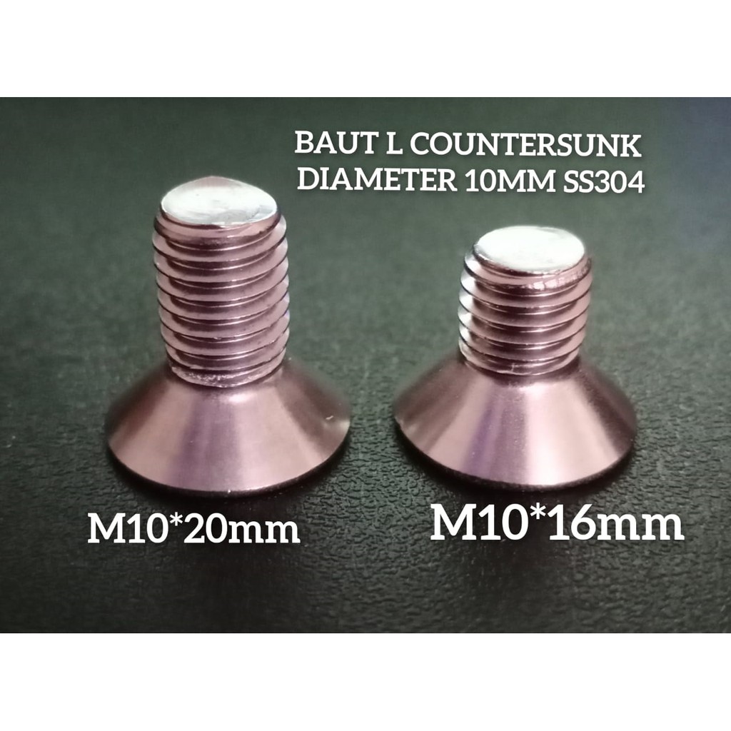 Jual 1 PCS BAUT VERSENG M10 Panjang 16 20 25 BAUT COUNTERSUNK SS304