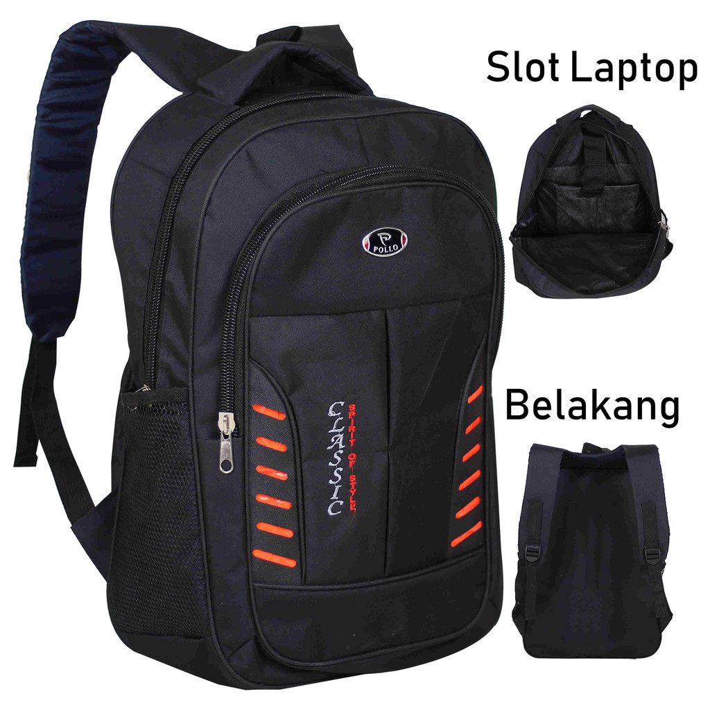 Jual Tas Gendong Classic Scotlet Hitam Back Pack Laptop Pria Multi