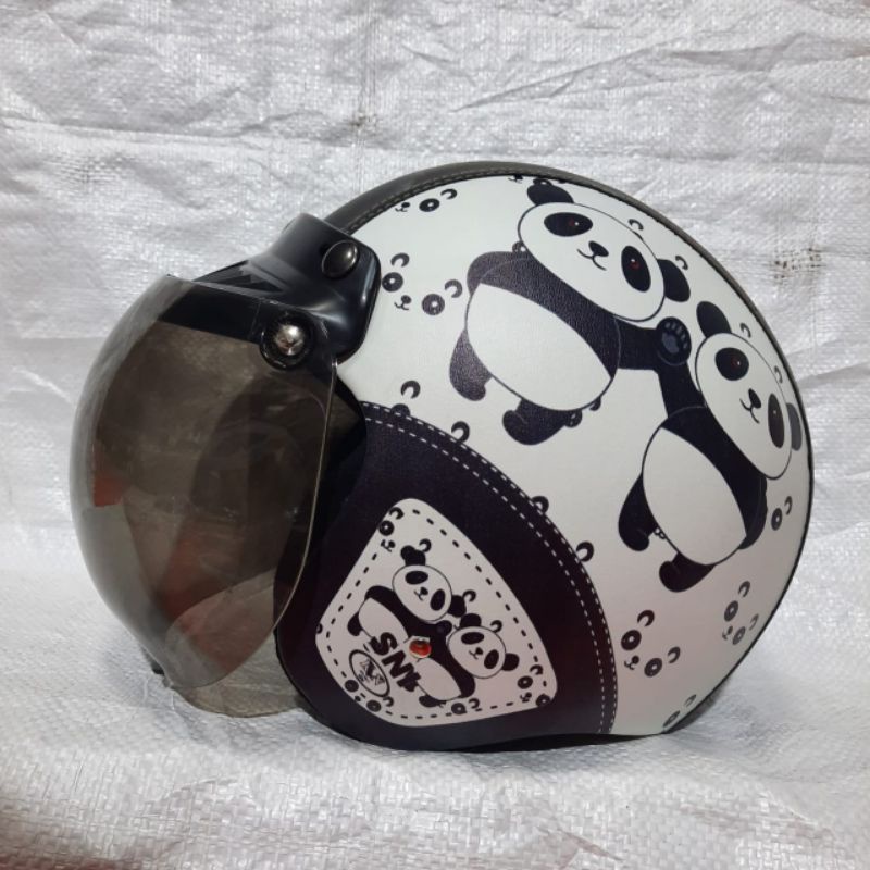 Jual HELM BOGO Full Kulit Retro Dewasa Klasik Motif Hellokity Paris