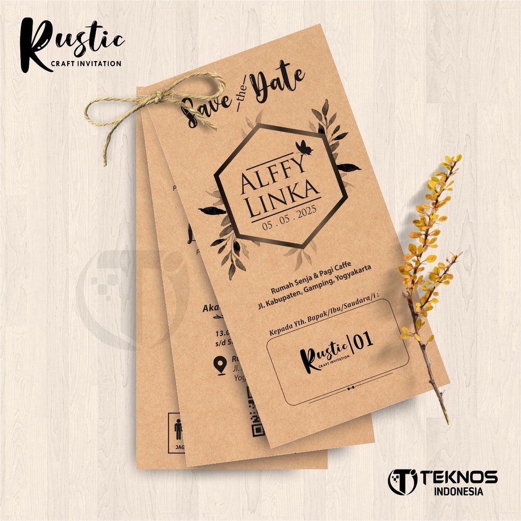 Jual Undangan Rustic Kraft Tali Unangan Pernikahan Rustic Kraft