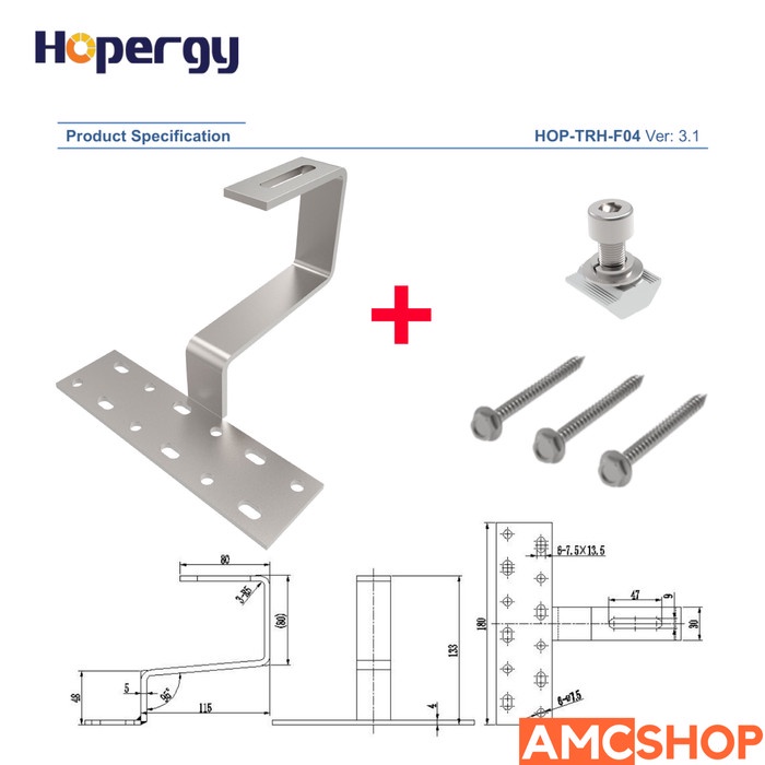 Jual HOPERGY TILE ROOF FIXED HOOK KIT MOUNTING SOLAR PV MODULE PANEL