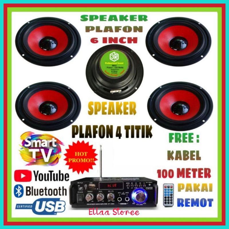 Jual PAKET TOA SPEAKER PLAFON 3R 6 INCH 4 TITIK BUAT CAFE KLINIK