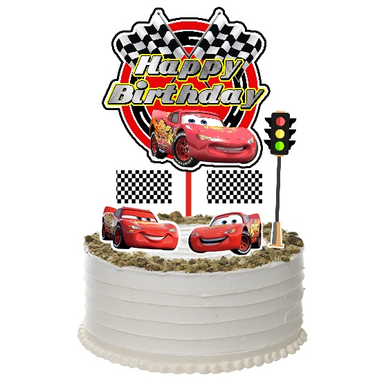 Jual Topper Cake Birthday Hiasan Kue Ulang Tahun Tipe Cars Bulat