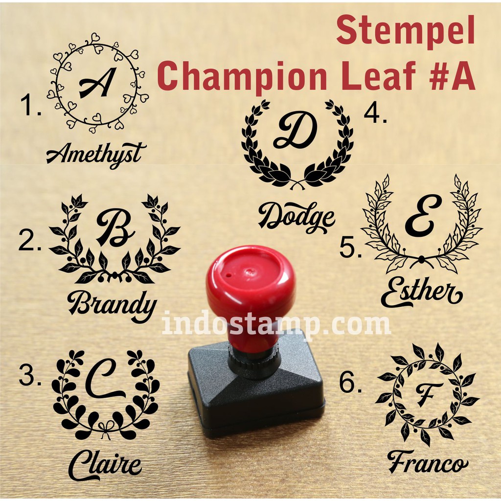 Jual Stempel Nama Logo Toko Champion Frame Greek Leaf Perusahaan Flash