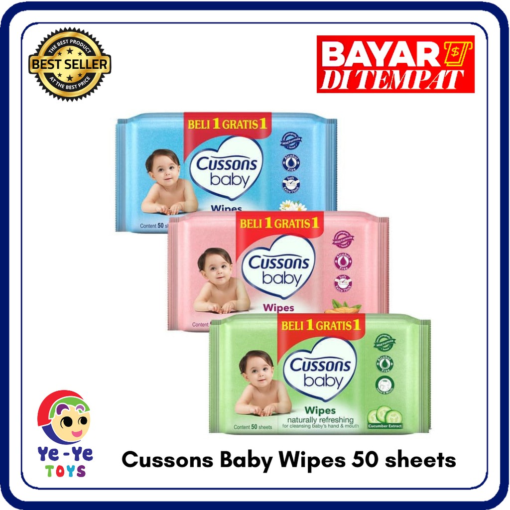 Jual Tissue Basah Cussons Baby Wipes 50 Sheet Buy 1 Get 1 Shopee