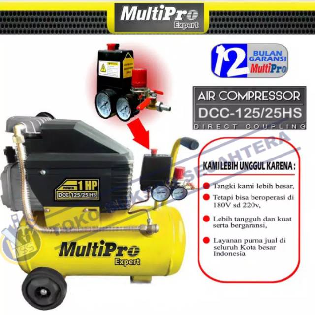 Jual MULTIPRO MESIN KOMPRESOR ANGIN LISTRIK DCC 125 1PK AIR COMPRESSOR