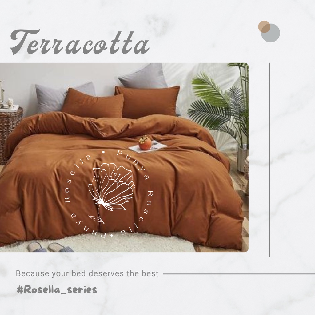 Jual Sprei Terracota Katun Polos Aesthetic Minimalist Teracota