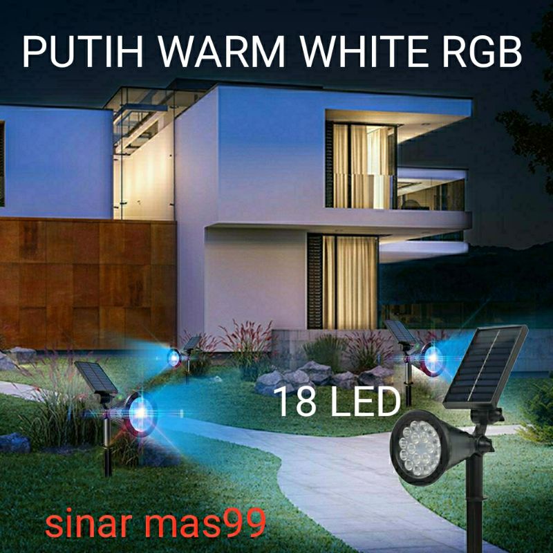 Jual LAMPU TAMAN TANCAP SOLAR TENAGA SURYA 18 LED PUTIH WARM WHITE