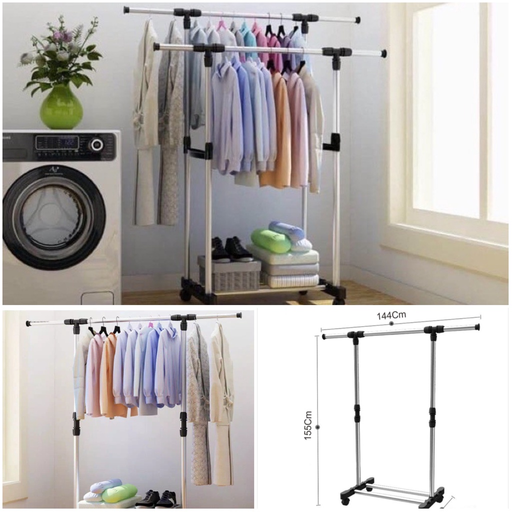 Jual COD Joy Mart Rak Baju T Double Single Stand Hanger Double Pole