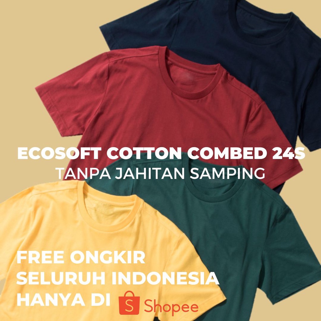 Jual Kaos Polos Ecosoft Cotton Combed S Tanpa Jahitan Samping