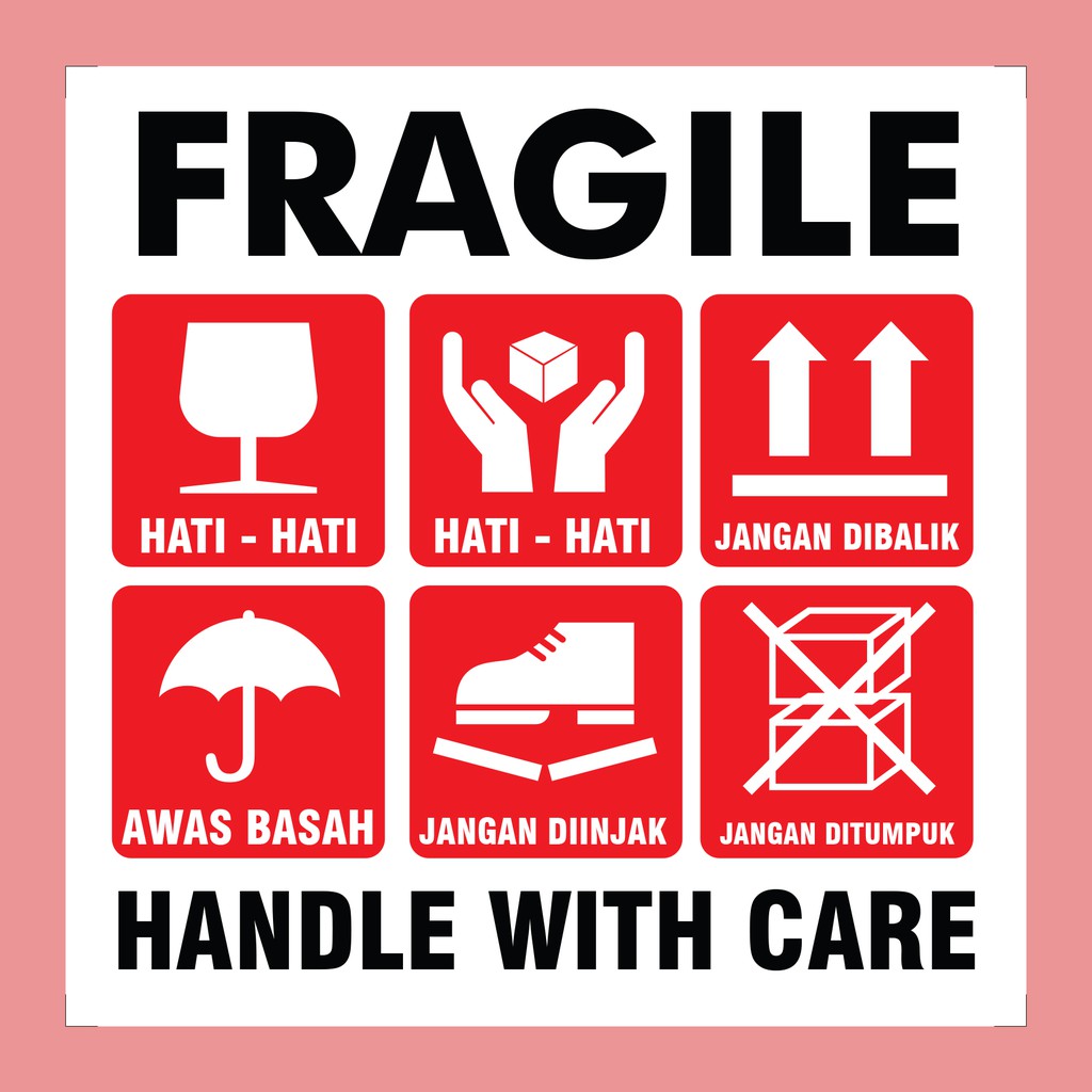 Jual Sticker Fragile Stiker Handle With Care Awas Pecah Hati Hati X