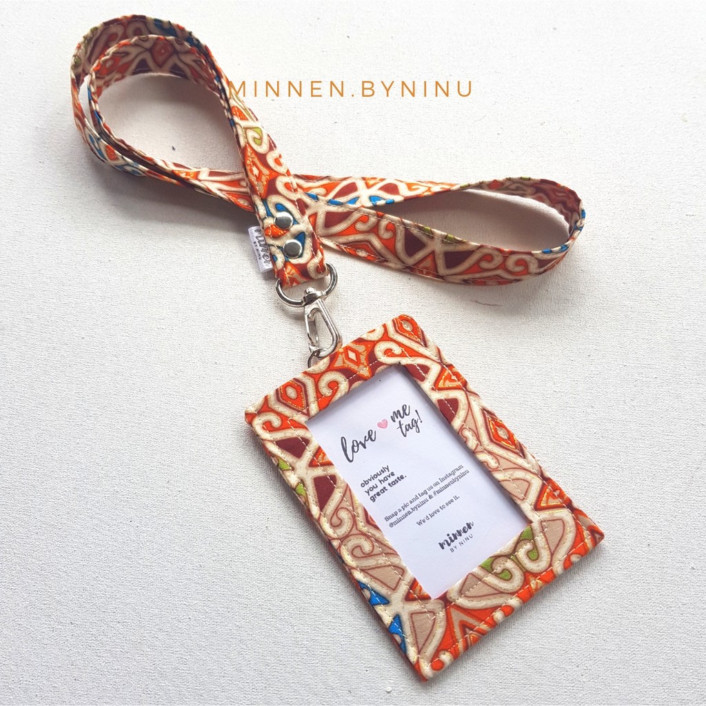 Jual ID Card Holder Batik Double Face Lanyard Set BC 35 Shopee