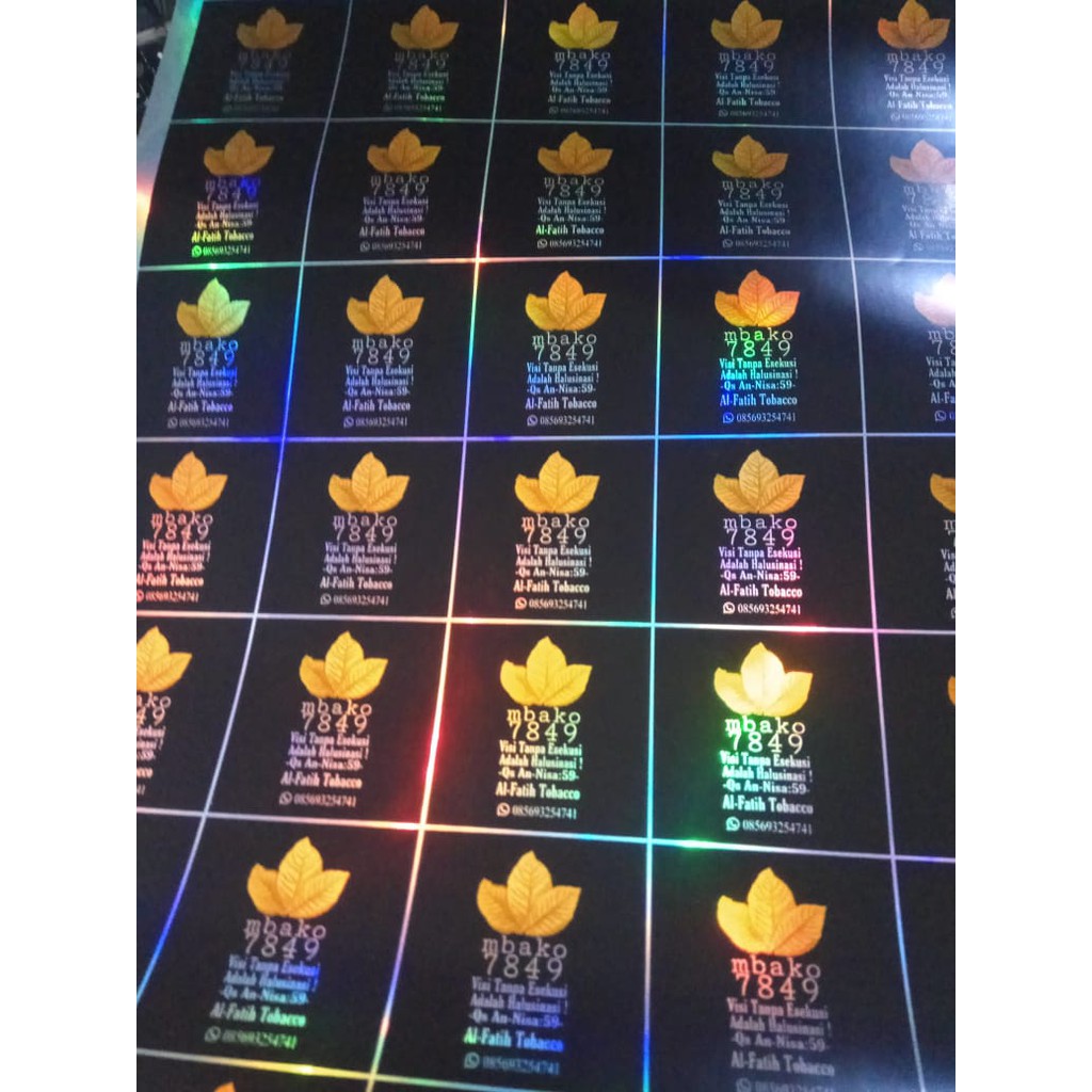 Jual Cetak Stiker Label Kemasan Produk Cromo Vinyl Hologram Shopee