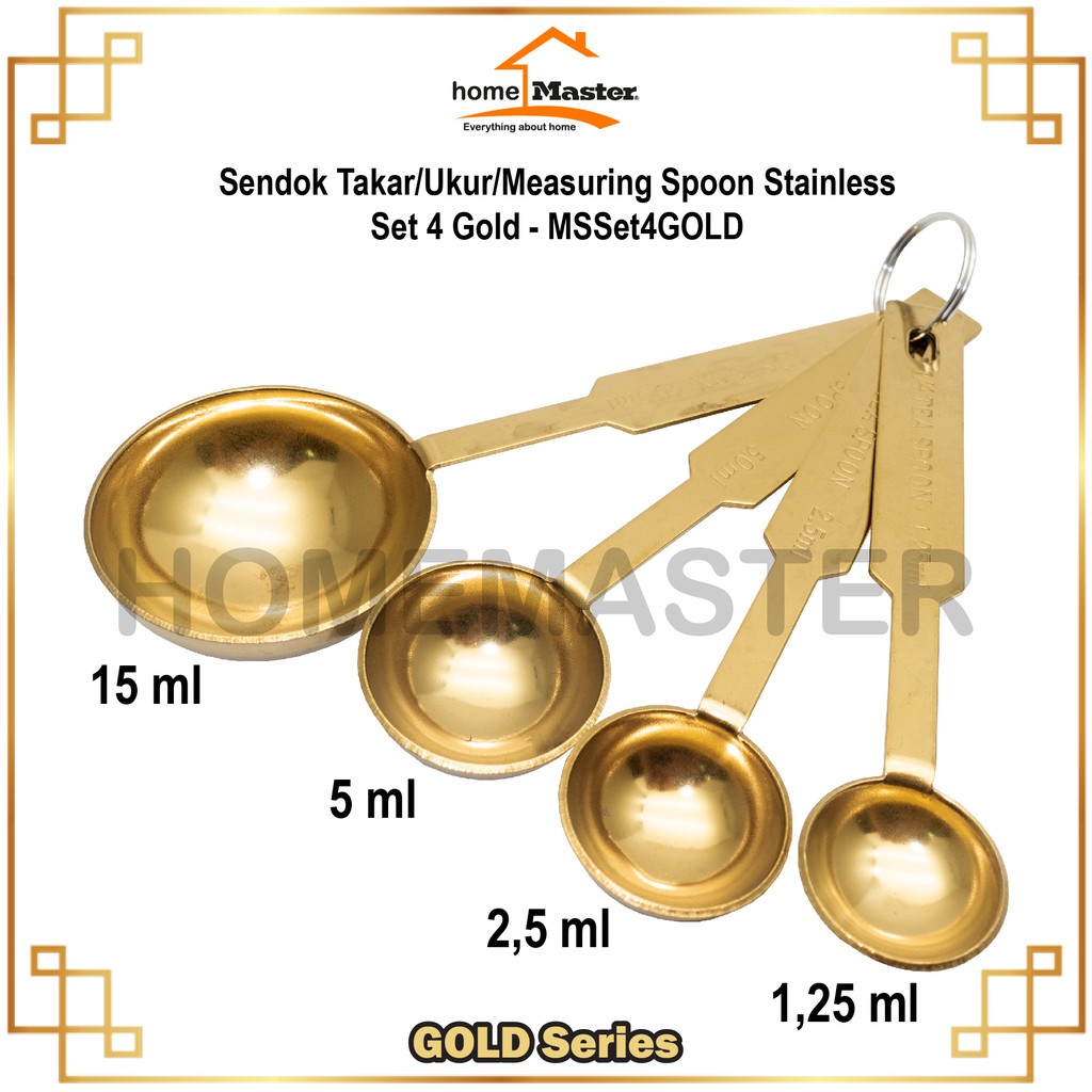 Jual Homemaster Sendok Takar Ukur Measuring Spoon Stainless Set 4 Gold