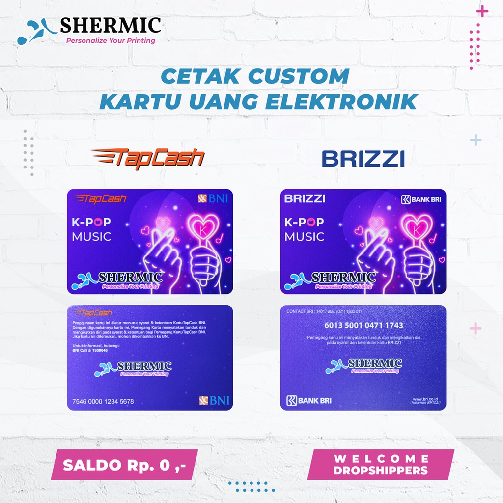 Jual Cetak Custom Print Uv Kartu Bni Tapcash Bri Brizzi Spotgloss Spot