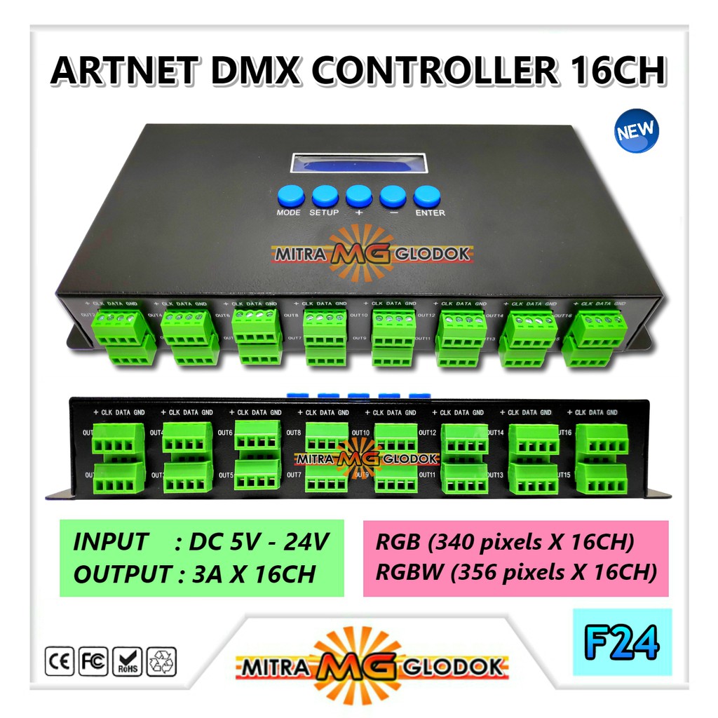 Jual ART NET ARTNET 16CH DMX CONTROLLER SPI 16 CHANNEL 2 PORT 16CH