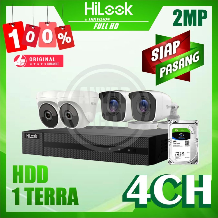 Jual Paket CCTV HiLook 2MP 4 Kamera HDD 1TB Siap Pasang Shopee Indonesia