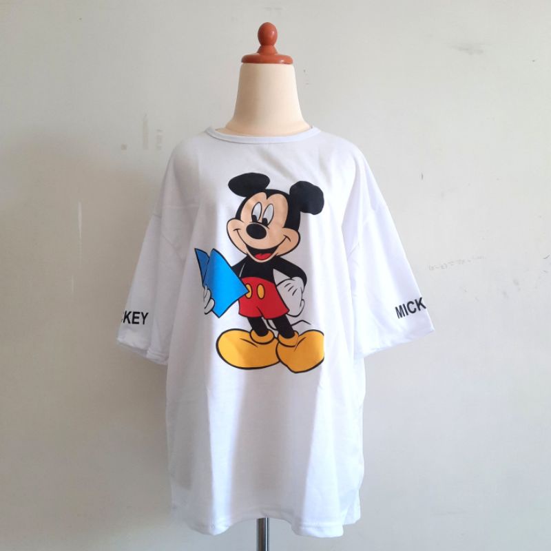 Jual Unisex Oversize Disney Mickey Mouse Sketch White Kaos T Shirt