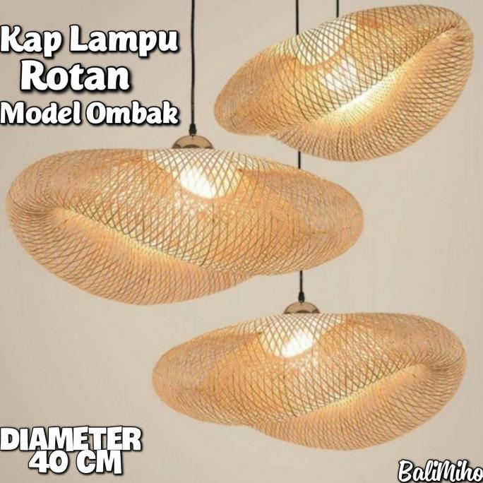 Jual Kap Lampu Rotan Model Ombak Lampu Rotan Lampu Cafe Rattan