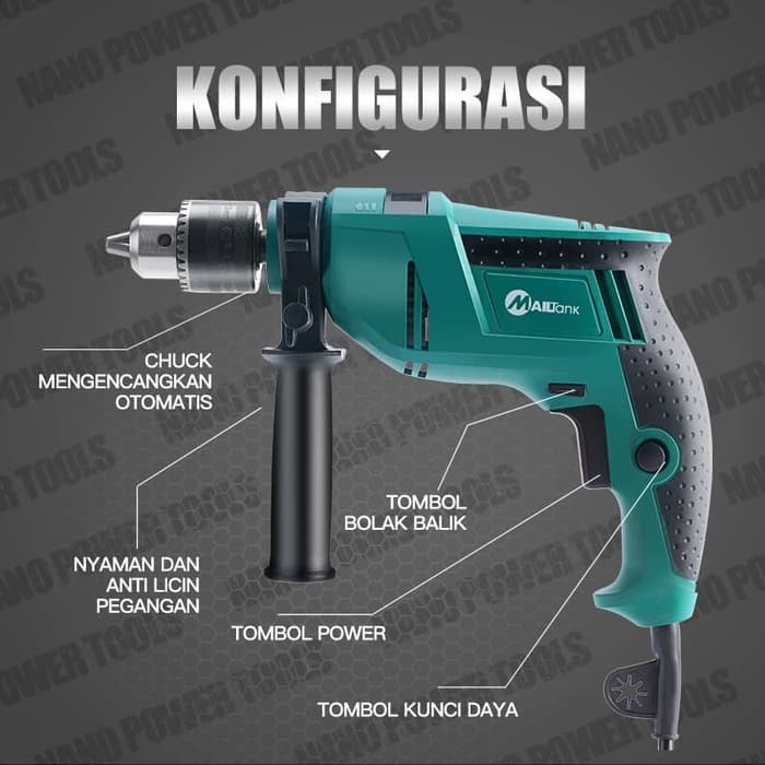 Jual Mesin Bor Tembok Beton Dan Kayu 13mm Impact Drill MAILTANK SH 09