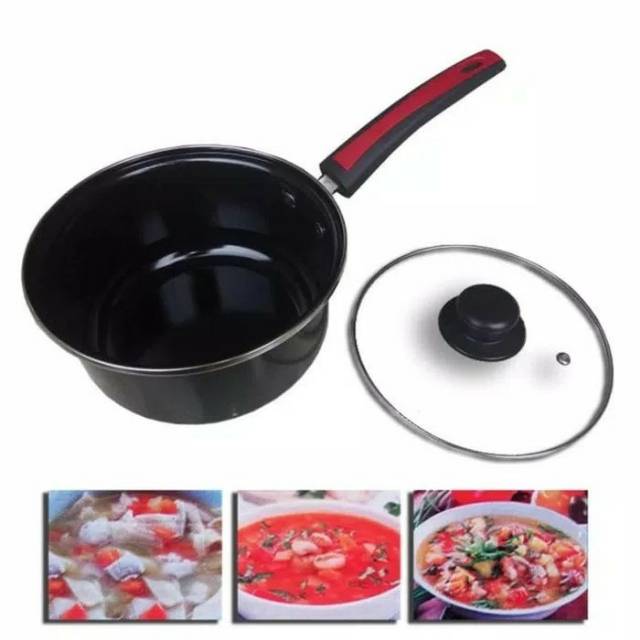 Jual GSF Sauce Pan Enamel 20cm Panci Susu GSF Enamel Tutup Kaca 20cm