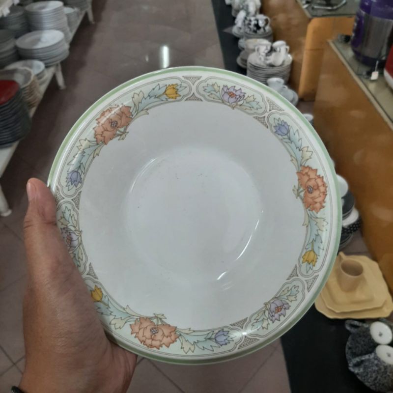 Jual SOUP PLATE PIRING PASTA KERAMIK SANGO PIRING CEKUNG MOTIF BUNGA