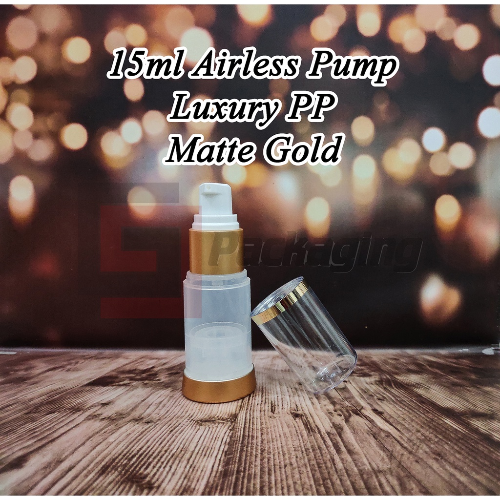 Jual Retail 15ml Botol Serum Pump Airless Pp Matte Gold 15 Ml