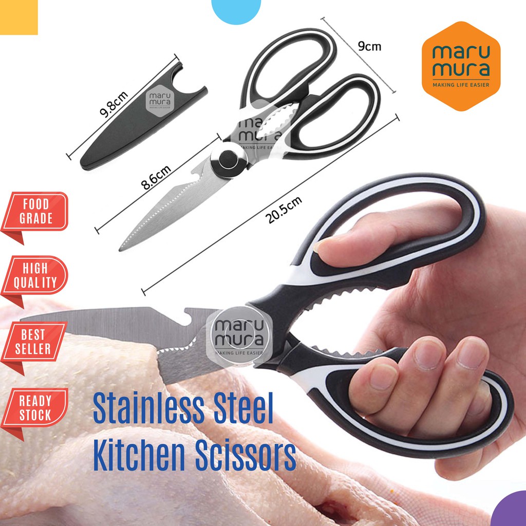 Jual Marumura Kitchen Scissors Stainless Steel Gunting Dapur