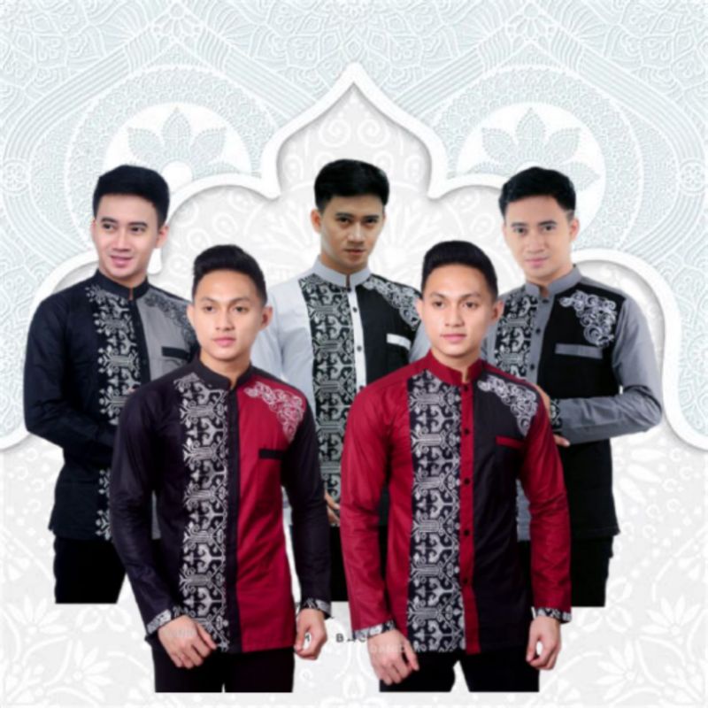 Jual Baju Koko Kombinasi Batik Lengan Panjang Shopee Indonesia