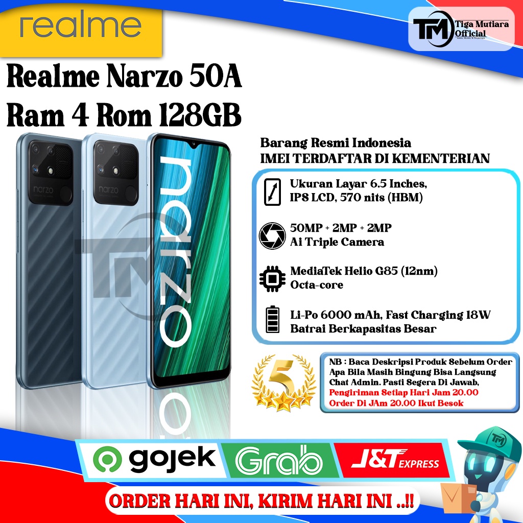 Jual Realme Narzo 50A Ram 4 Rom 128GB Segel Original Bergaransi Resmi