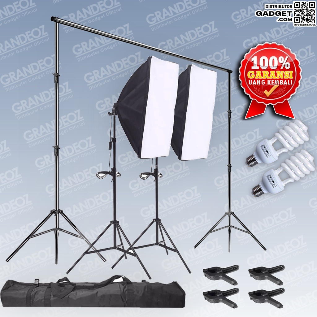 Jual PAKET STUDIO 3M Backdrop 200 X 300 Cm Softbox 50x70cm E27 Foto