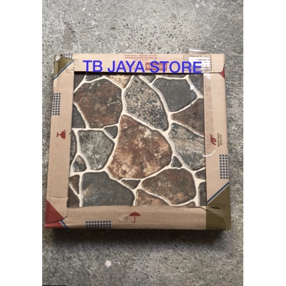 Jual KERAMIK LANTAI KASAR BATU BATU 40x40 ARWANA DIGI BROWN Shopee