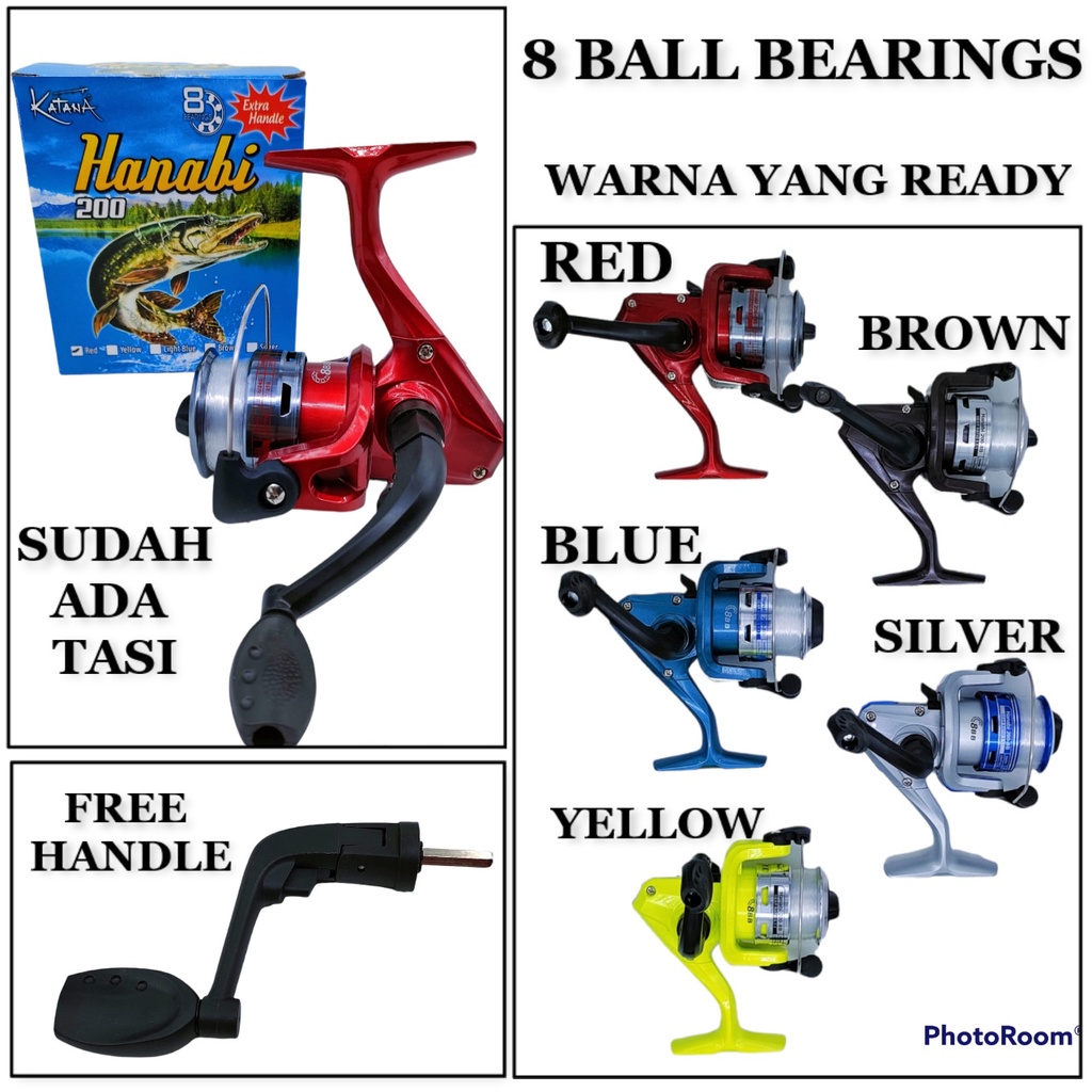 Jual Reel Pancing Katana HANABi 200 Spool Besi Free Handle Shopee