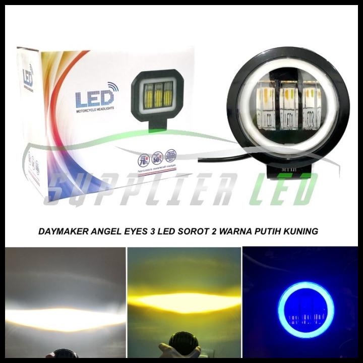 Jual Lampu Tembak Sorot Led Daymaker 3 Mata 2 Warna Putih Kuning