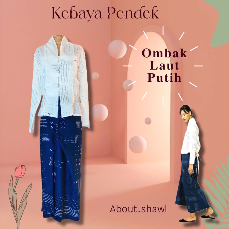 Jual Kebaya Pendek Ombak Laut Putih Sejauh Mata Memandang Shopee