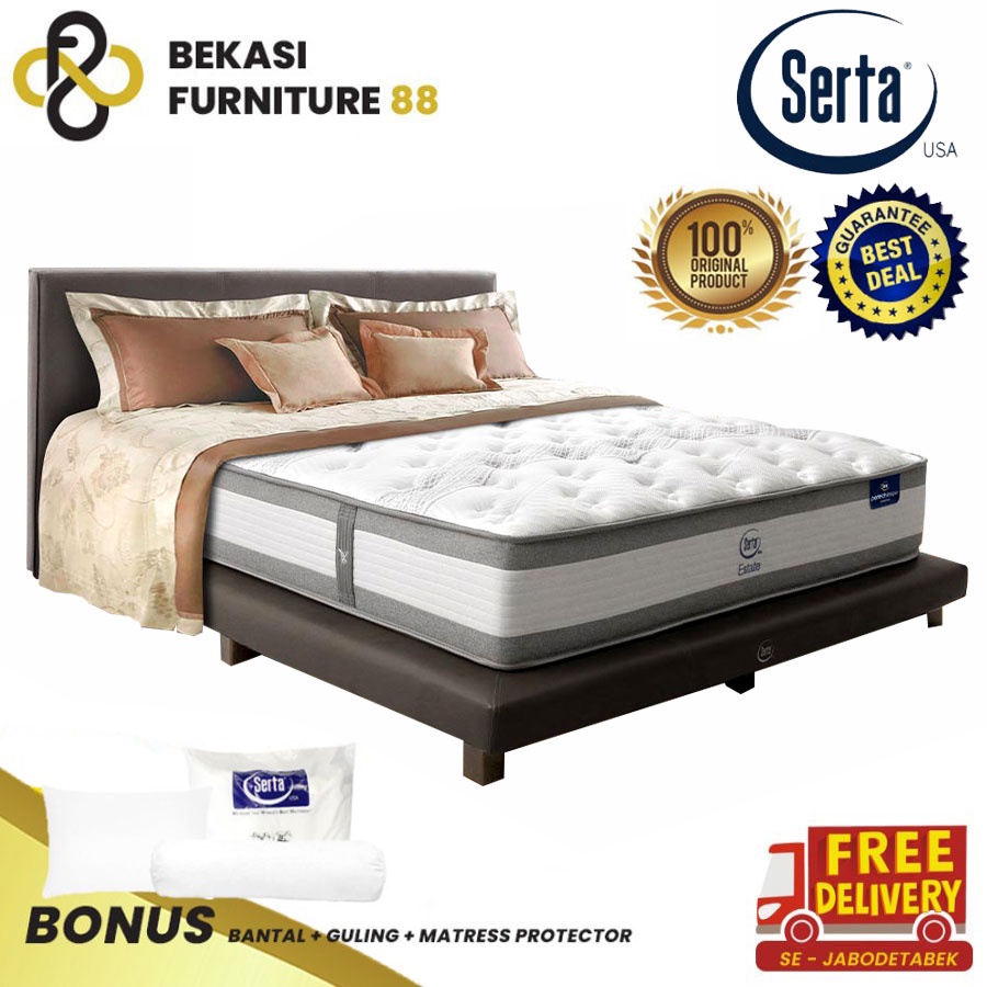 Jual Set Full Serta Springbed Estate Kasur Divan Sandaran