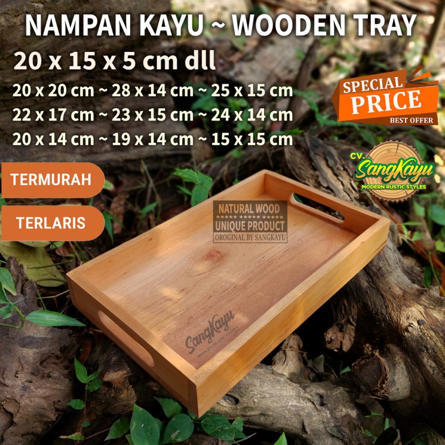 Jual SangKayu Nampan Kayu 20x15 Cm Nampan Kotak Seserahan Baki Kayu