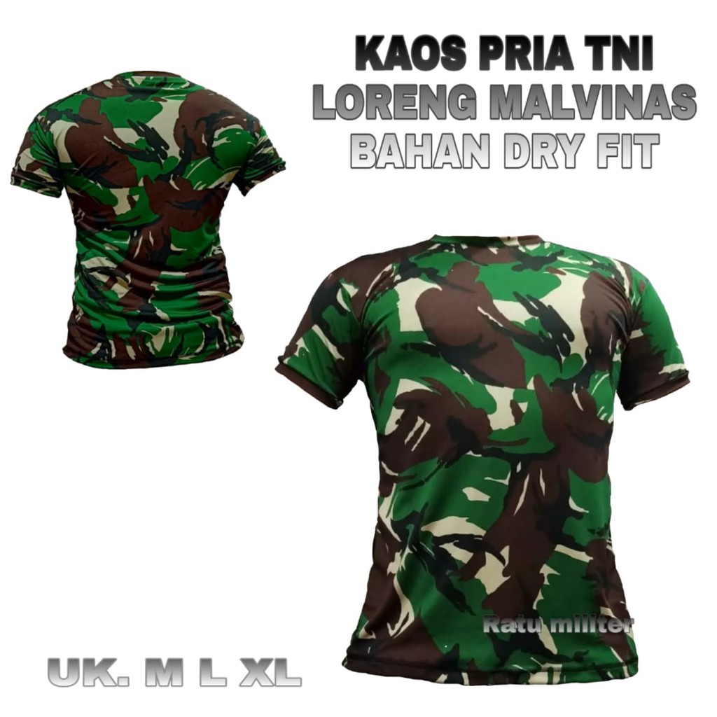 Jual Kaos Pria Tni Loreng Malvinas Bahan Dry Fit Ratu Militer