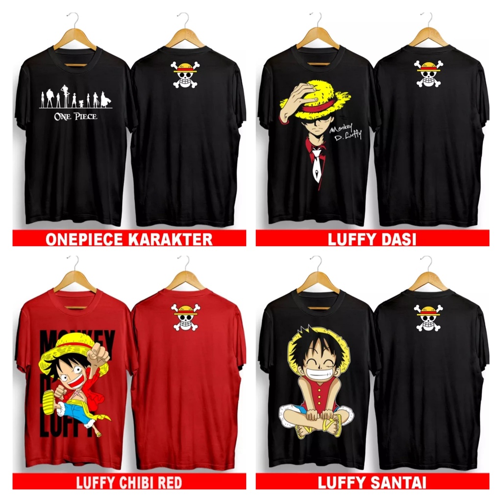 Jual Kaos Anime Onepiece One Piece Luffy Topi Jerami Bahan Katun Combed