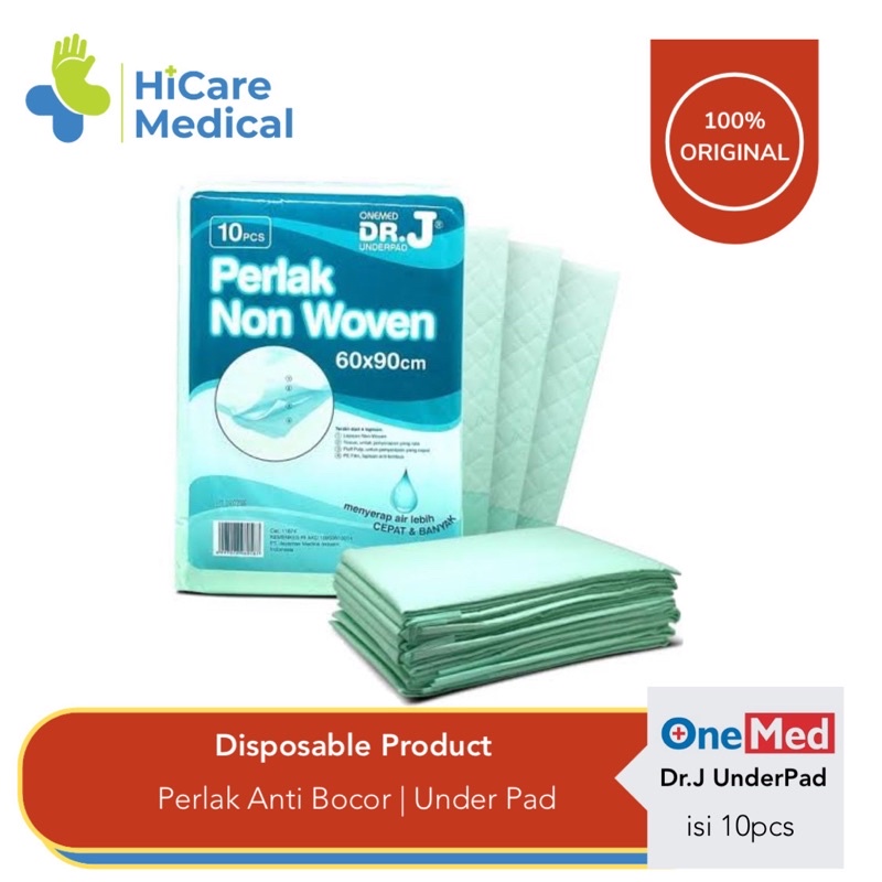 Jual Underpad Dr J Onemed Perlak Alas Popok 60 X 90 Cm Isi 10 Lembar