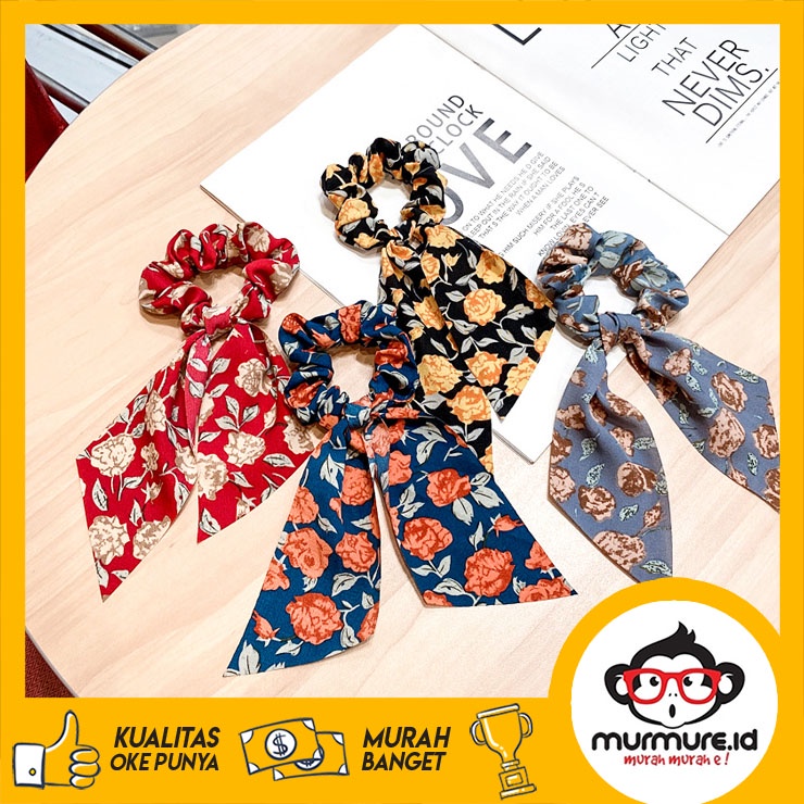 Jual MURMURE ID IKAT RAMBUT KARET SCRUNCHIE SCARF RIBBON PANJANG