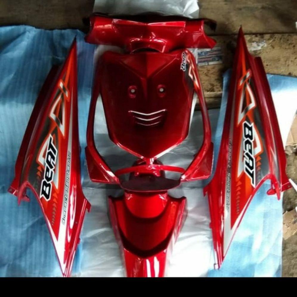 Jual Body Halus Beat Karbu Merah Striping Batok Depan Tameng