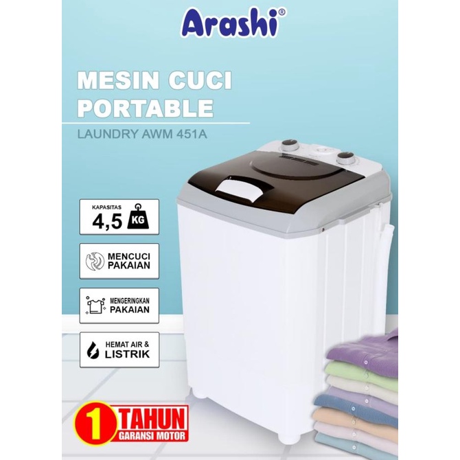 Jual Mesin Cuci Tabung Kg Portable Top Loading Arashi Awm A