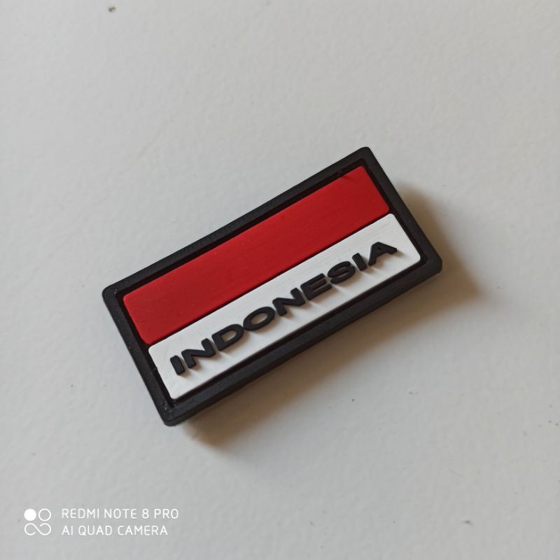 Jual Patch Rubber Logo Bendera Merah Putih Tulisan Indonesia Kecil X