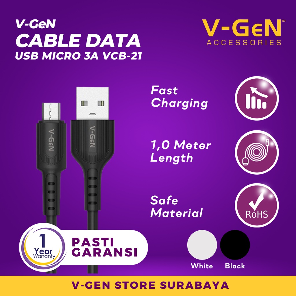 Jual Kabel Data Microusb V Gen Vcb A Fast Charging Micro Usb Bulat