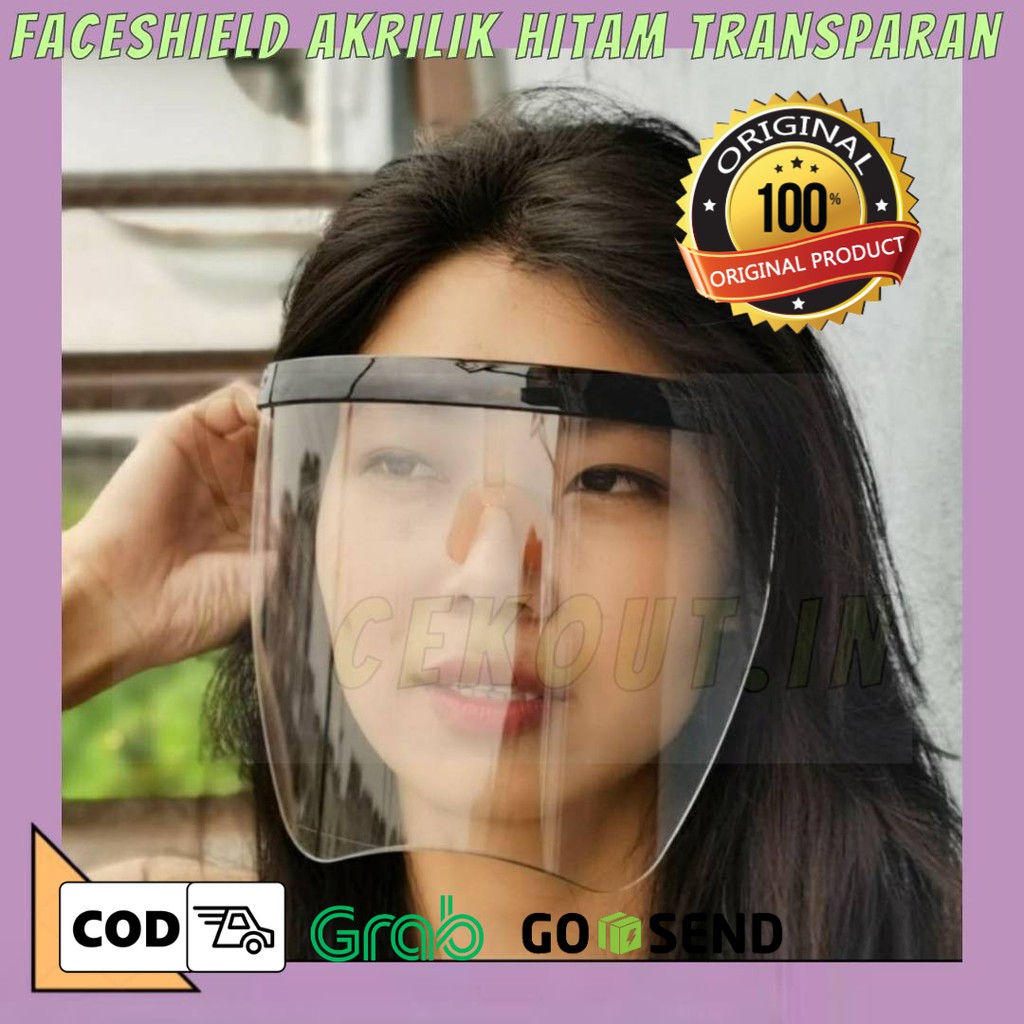 Jual Kacamata Hitam Tanpa Bingkai Faceshield Akrilik Hitam Transparan